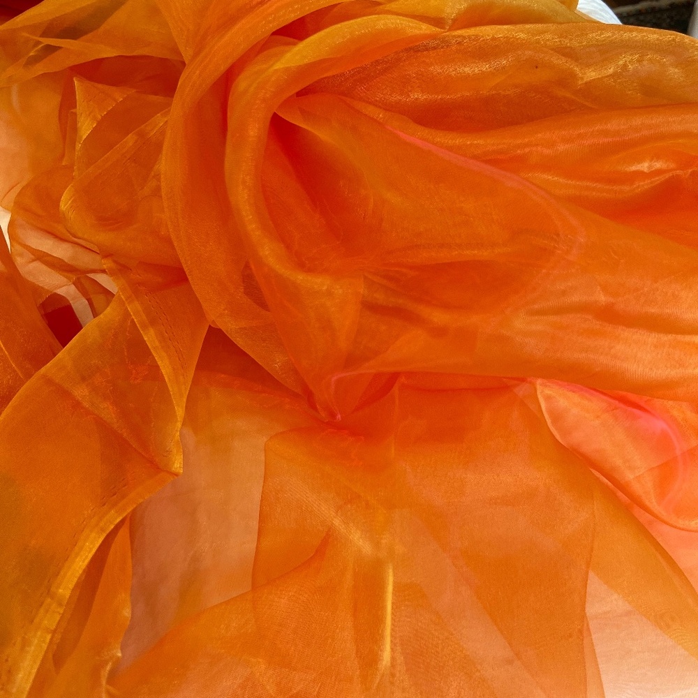 Sheer Orange/Gold Organza Fabric - 2.5m and under lengths